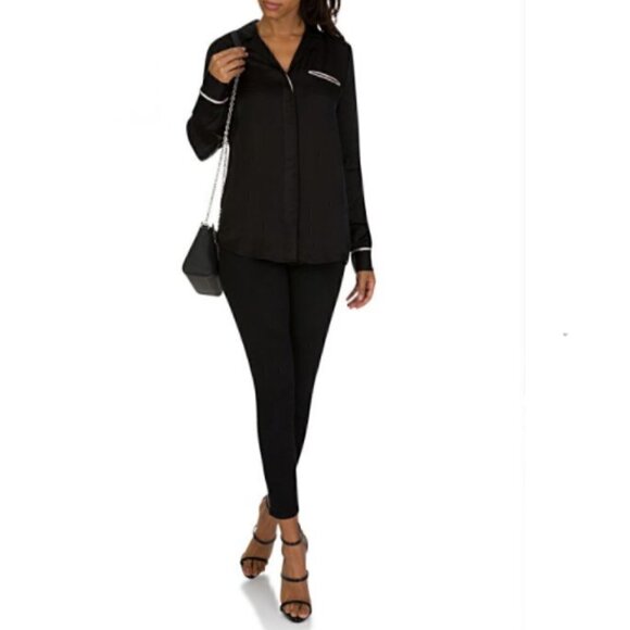 J BRAND Button Down Business Casual Pajama Shirt Black XS - Picture 5 of 12